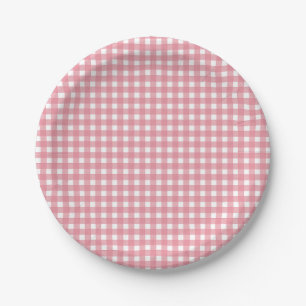 Pink Gingham Western Party Pappteller