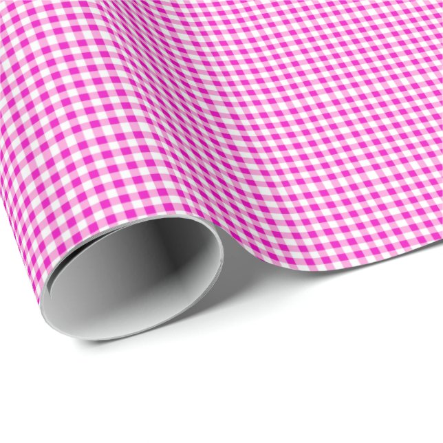 Pink Gingham Wrapping Paper Geschenkpapier (Rolleneckpunkt)