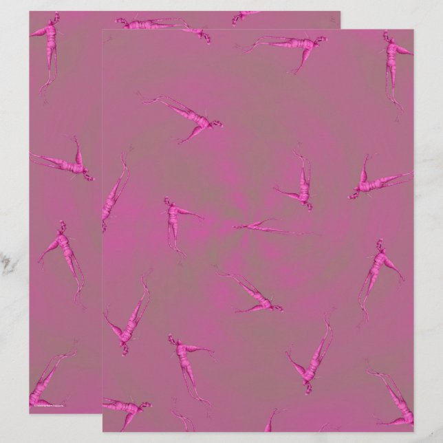 Pink Ginseng Man Scrapbook Paper 2-Sided Page (Vorne/Hinten)