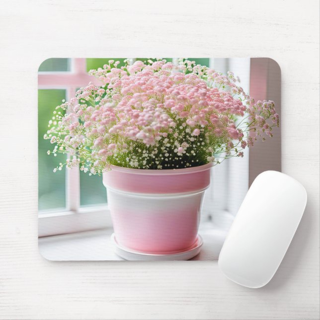 Pink Gipskraut Bouquet Mousepad (Mit Mouse)