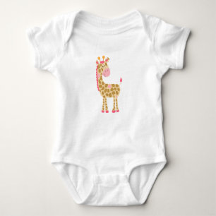 Pink Giraffe Baby Bodysuit Baby Strampler