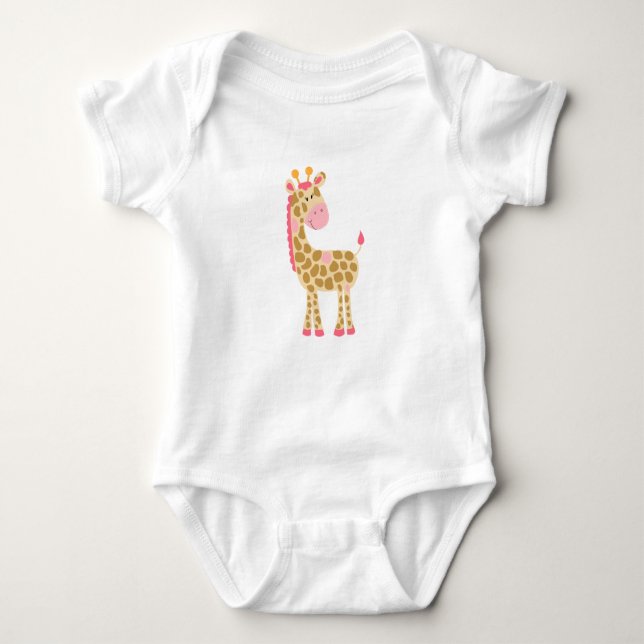 Pink Giraffe Baby Bodysuit Baby Strampler (Vorderseite)
