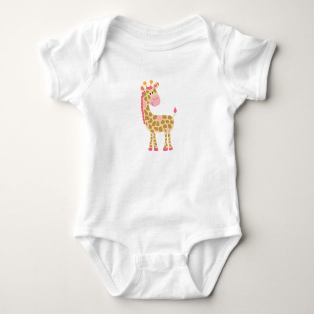Pink Giraffe Baby Bodysuit Strampler (Vorderseite)