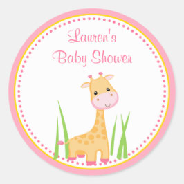 Pink Giraffe Baby Dusche Gefallen Tag Sticker
