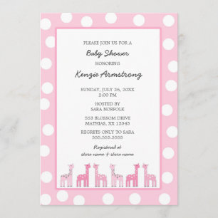 Pink Giraffe Babydusche oder Geburtstagsparty Einladung