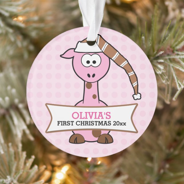 Pink Giraffe Baby's 1. Weihnachten Ornament (Baum)