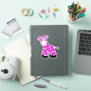 Pink Giraffe Custom-Cut Vinyl Sticker