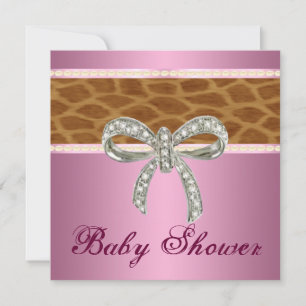 Pink Giraffe Diamond Bow Kinderdusche Einladung