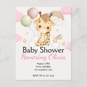 Pink Giraffe Girl BABY SHOWER EINLADUNG