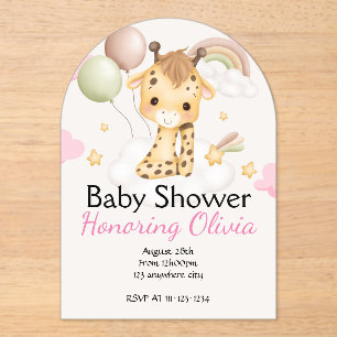 Pink Giraffe Girl BABY SHOWER EINLADUNG