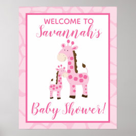 Pink Giraffe Girl Herzlich willkommen im Baby Dusc Poster
