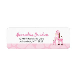 Pink Giraffe Girl Jungle Custom Address Labels