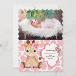 Pink Giraffe Jungle Theme Baby Ankündigung