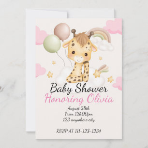Pink Giraffe Mädchendusche Save The Date