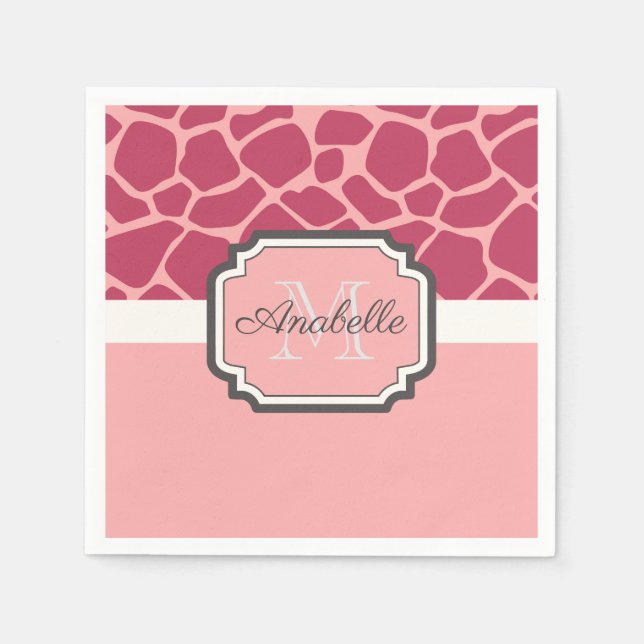 Pink Giraffe Muster Serviette (Vorderseite)