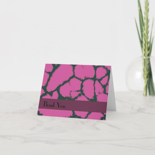 Pink Giraffe Muster Vielen Dank Dankeskarte (Vorderseite)