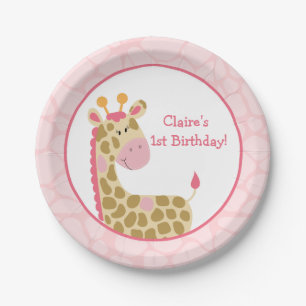 Pink Giraffe Papierplatte mit Anpassung Pappteller