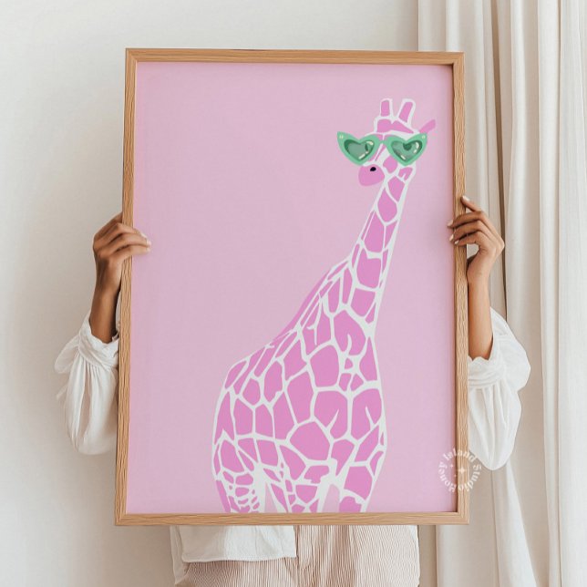 Pink Giraffe Sonnenbrille Mauer - Tierwelt Printwe Poster (Von Creator hochgeladen)