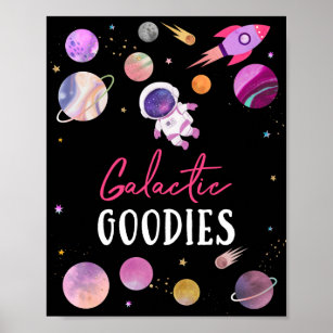 Pink Girl Astronaut Galactic Goodies Geburtstagsze Poster