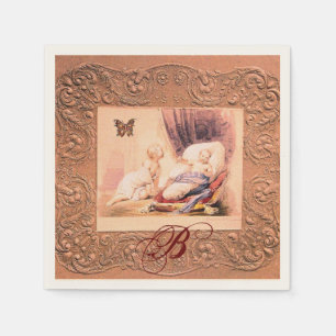 PINK GIRL BABY DUSCHE, SCHALTFLÄCHE, BLUMENMONOGRA SERVIETTE