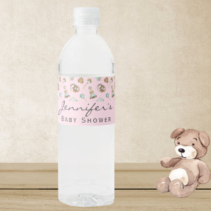 Pink Girl Baby Dusche Vintage Spielzeuge Wasserflaschenetikett