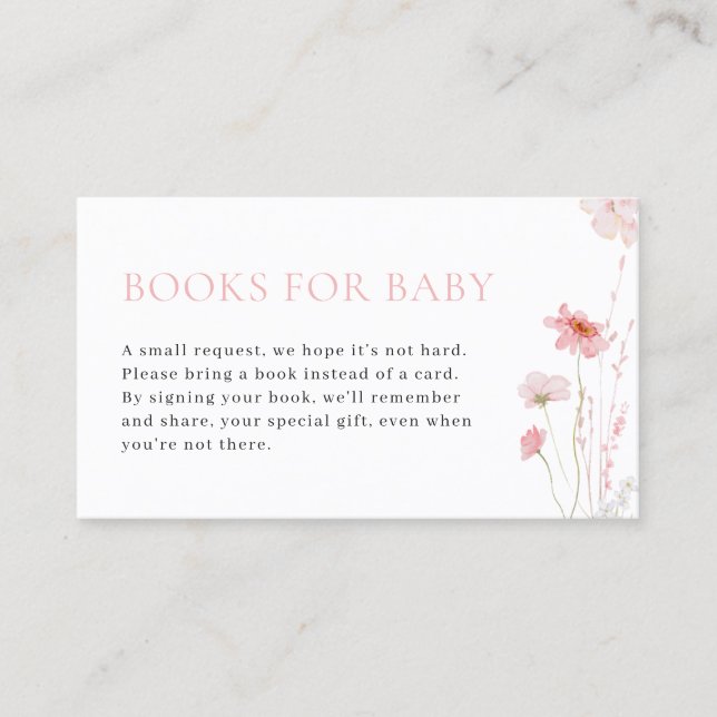 Pink Girl Baby in Bloom Books for Baby Card Visitenkarte (Vorderseite)