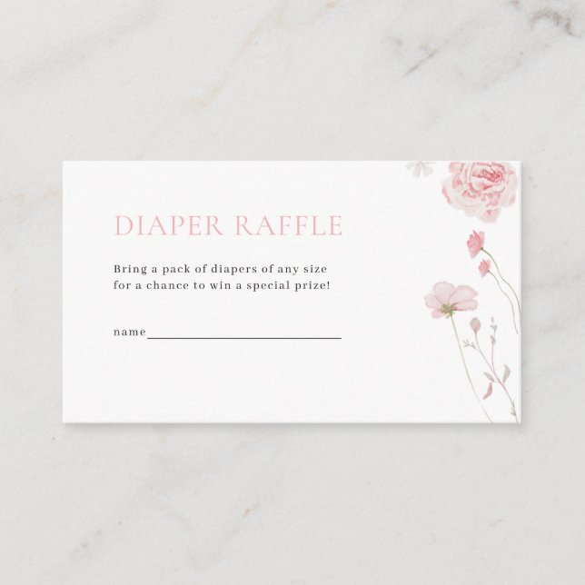 Pink Girl Baby in Bloom Diaper Raffekarte Begleitkarte (Vorderseite)