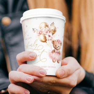 Pink Girl Babydusche wir schon frühzeitig abwarten Pappbecher