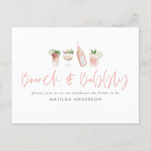 Pink Girl Bachelorette Wochenende Brunch & Blubbly Einladungspostkarte