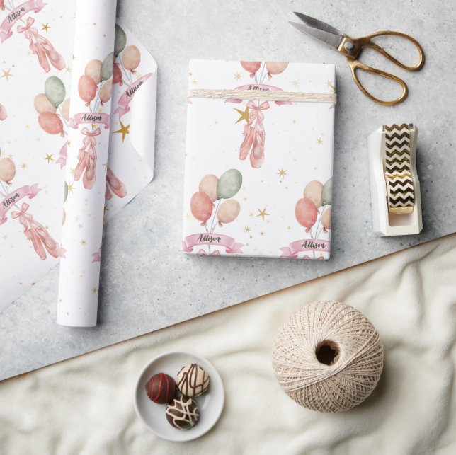 Pink Girl Ballerina Muster Geburtstagsparty Geschenkpapier (Kunsthandwerk)