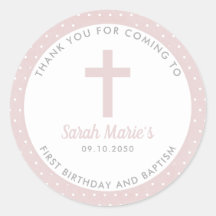 Pink Girl Baptism Christening Favor Thank You