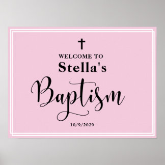 Pink Girl Baptisse Willkommenspopster Poster