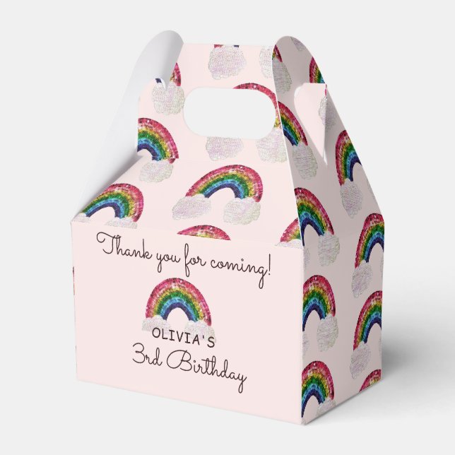 Pink Girl Birthday Rainbow Geschenkschachtel (Vorderseite)