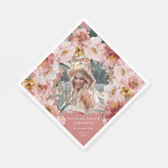 Pink Girl Blues Foto Graduierungsparty Servietten (Ecke)