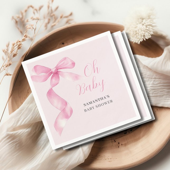 Pink Girl Bow Oh Baby Dusche Serviette (Von Creator hochgeladen)