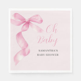Pink Girl Bow Oh Baby Shower  Serviette
