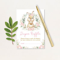 Pink Girl Bunny Rabbit Diaper Raffle Baby Dusche