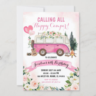 Pink Girl Camp - Einladung zum Geburtstag