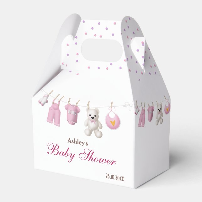 Pink Girl Clothesline Baby Showbox Geschenkschachtel (Vorderseite)