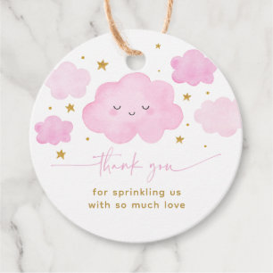 Pink Girl Cloud Stars Baby Sprinkle Fevor Tags Geschenkanhänger