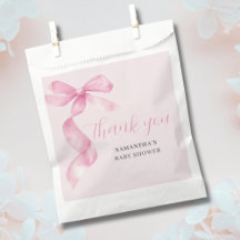 Pink Girl Coquette Bow Babydusche Danke