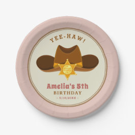 Pink Girl Cowboy Wild West Western Geburtstagspart Pappteller