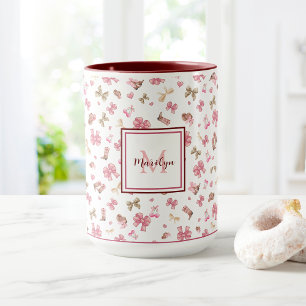 Pink Girl Cowgirl Western Pattern Mit Monogramm Tasse