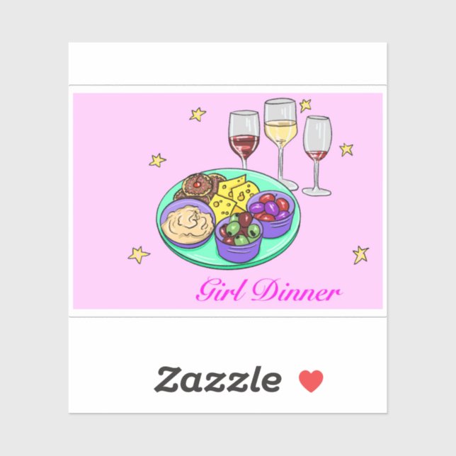 Pink Girl Dinner Vinyl Sticker (Blatt)