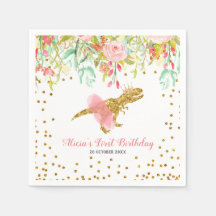 Pink Girl Dinosaur Paper Napkin