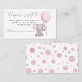 Pink Girl Elephant mit Ballon Diaper Raffel Begleitkarte