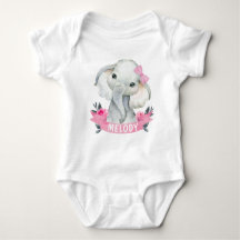 Pink Girl Elephant mit Individuelle Name Bodysuit