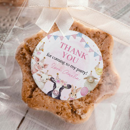 Pink Girl Farm Animes Geburtstag Runder Aufkleber