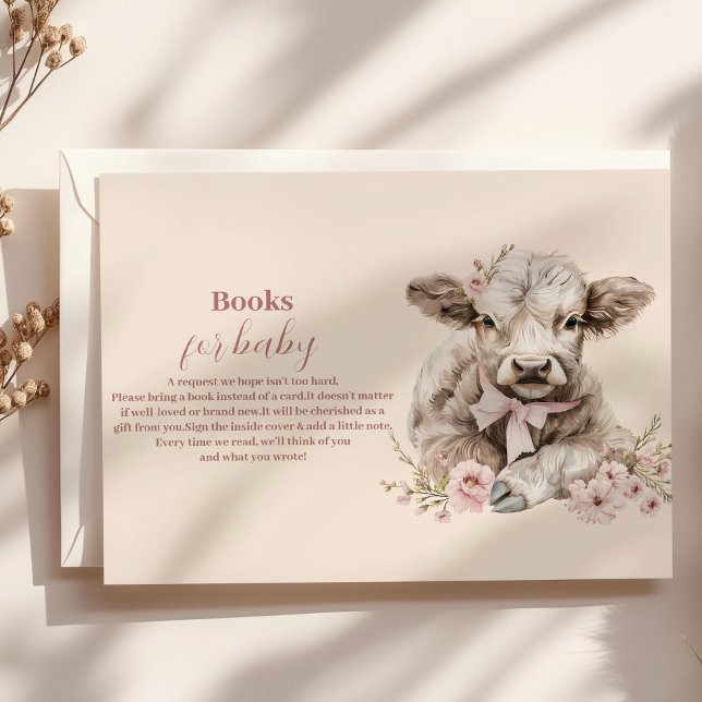 Pink Girl Floral Highland Cow Baby Books for Baby Begleitkarte (Von Creator hochgeladen)