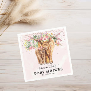 Pink Girl Floral Highland Kuh Calf Baby Dusche Serviette